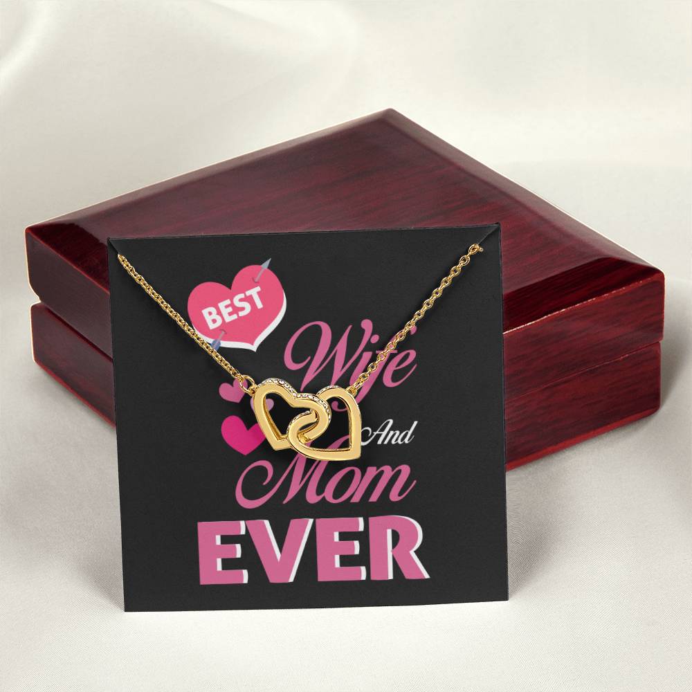 Best Wife And Mom Ever Interlocking Hearts Necklace