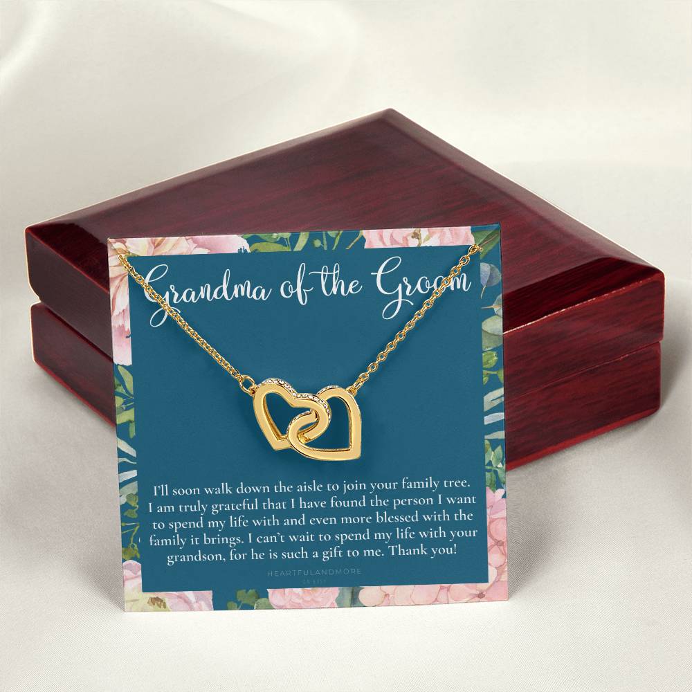 Grandmother Of The Groom Gift Necklace Grandma Wedding Gift Nana Bridal Shower Rehearsal Dinner Thank You Gift Interlocking Hearts Necklace