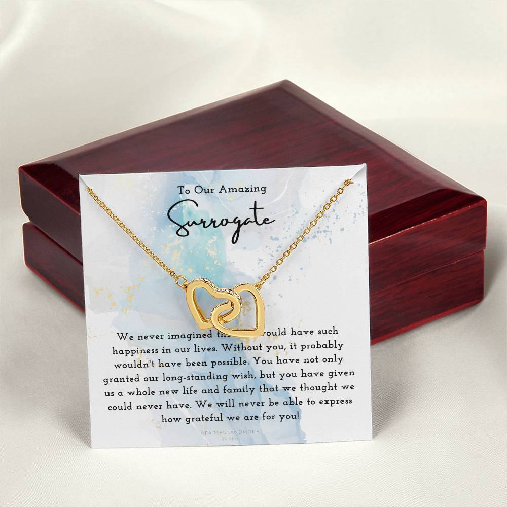 Surrogate Appreciation Gift Surrogate Gift Surrogate Gift With Message Card Surrogate Transfer Day Thank You Gift Interlocking Hearts Necklace