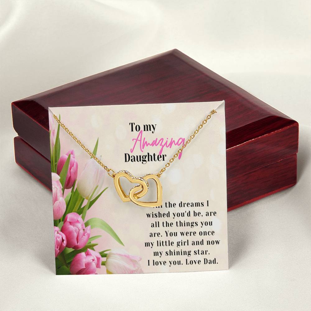 A Graduation Gift From Dad-Two Hearts Necklace-To My Amazing Daughter Interlocking Hearts Necklace