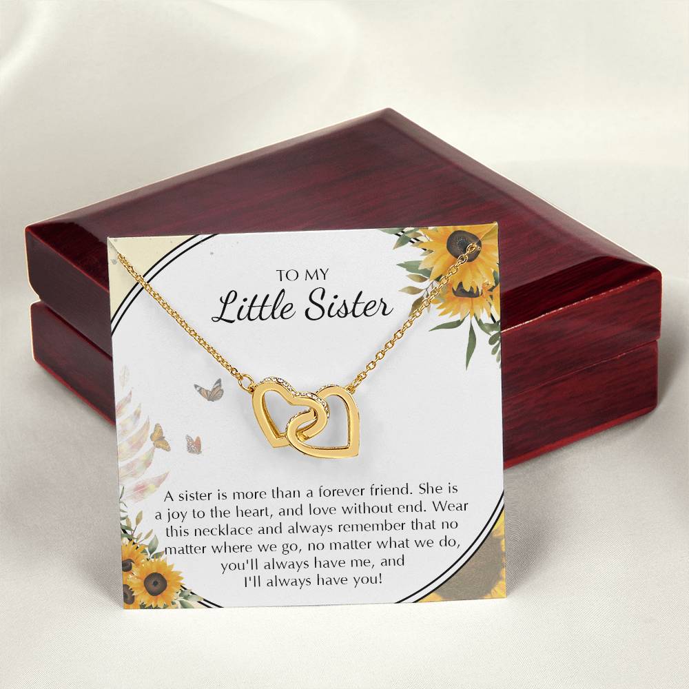 To My Little Sister Necklace Gifts Little Sister Birthday Gift For Little Sister Jewelry Gift For Sister Interlocking Hearts Necklace