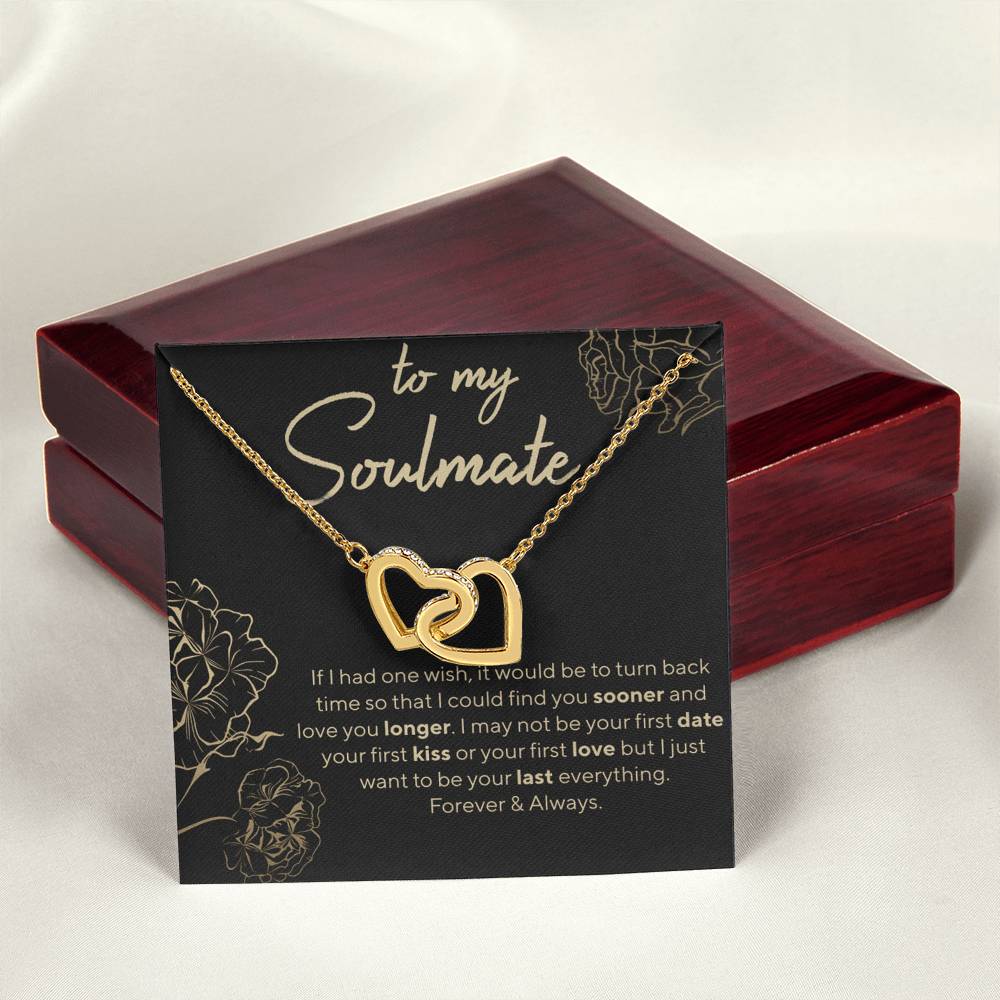 To My Soulmate - I Love You Forever And Always Interlocking Hearts Necklace