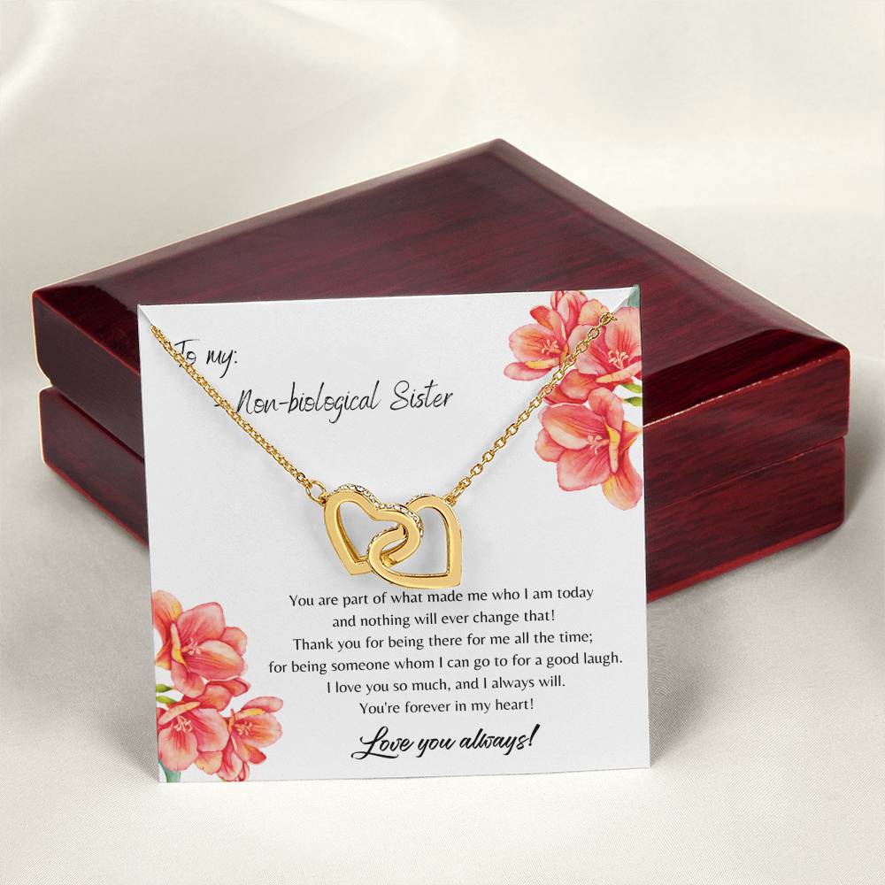 To My Non-Biological Sister Interlocking Hearts Necklace