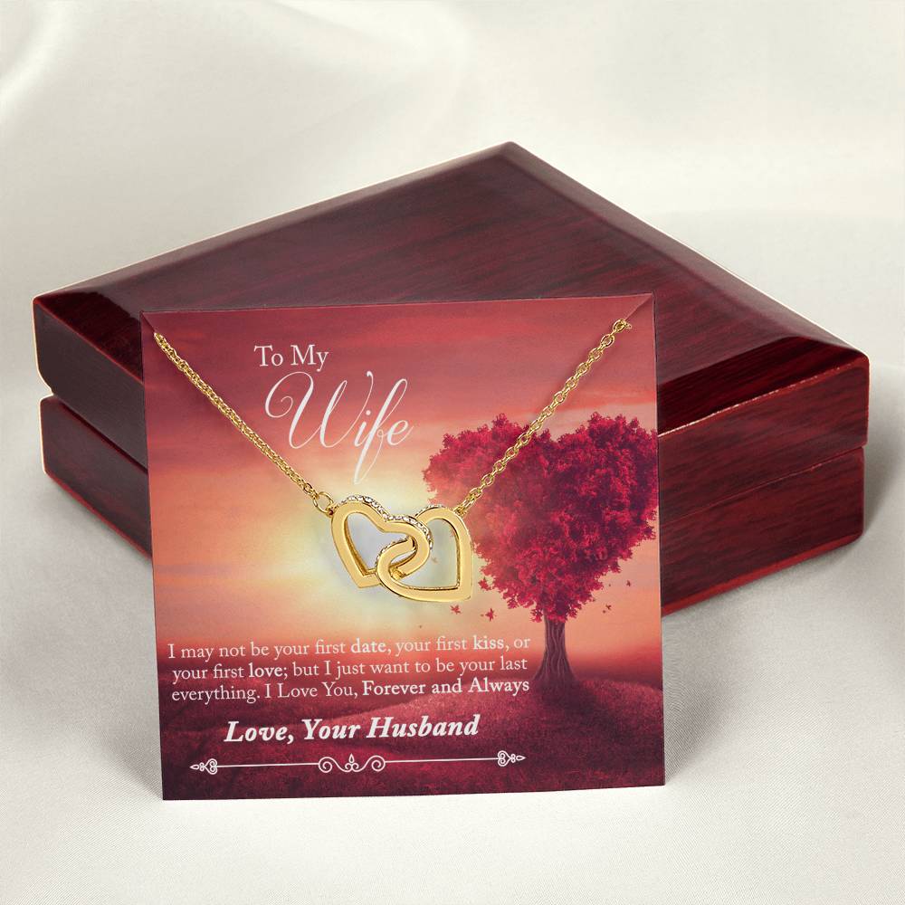 To My Wife - I Love You Forever And Always Interlocking Hearts Necklace