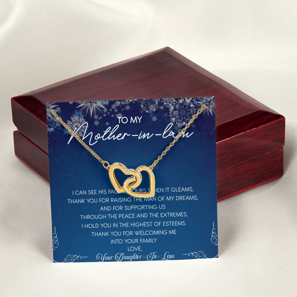 To My Mother-In-Law Interlocking Hearts Necklace Message Card