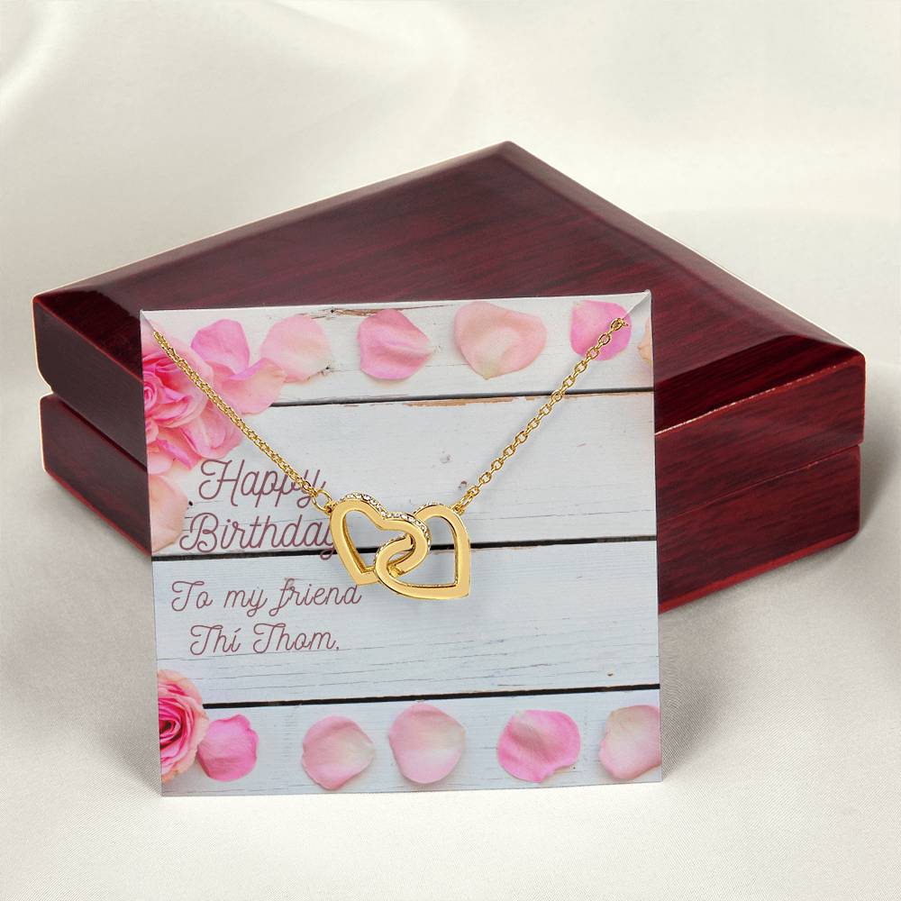 Happy Birthday To My Friend Interlocking Hearts Necklace