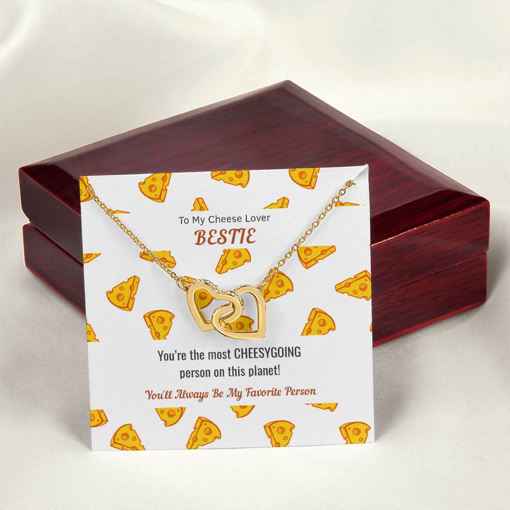 Necklace Gift For Cheese Lover Bestie Cheesy Gift Cheesy Card Cheese Hamper Cheese Lover Gift Birthday Gift For Bestie Interlocking Hearts Necklace