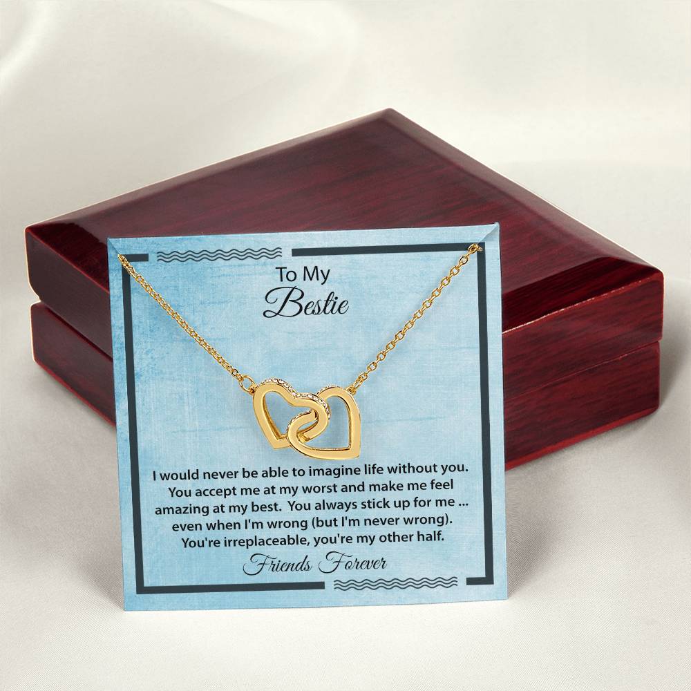 Bestie I Can'T Imagine Life Without You Necklace Interlocking Hearts Necklace
