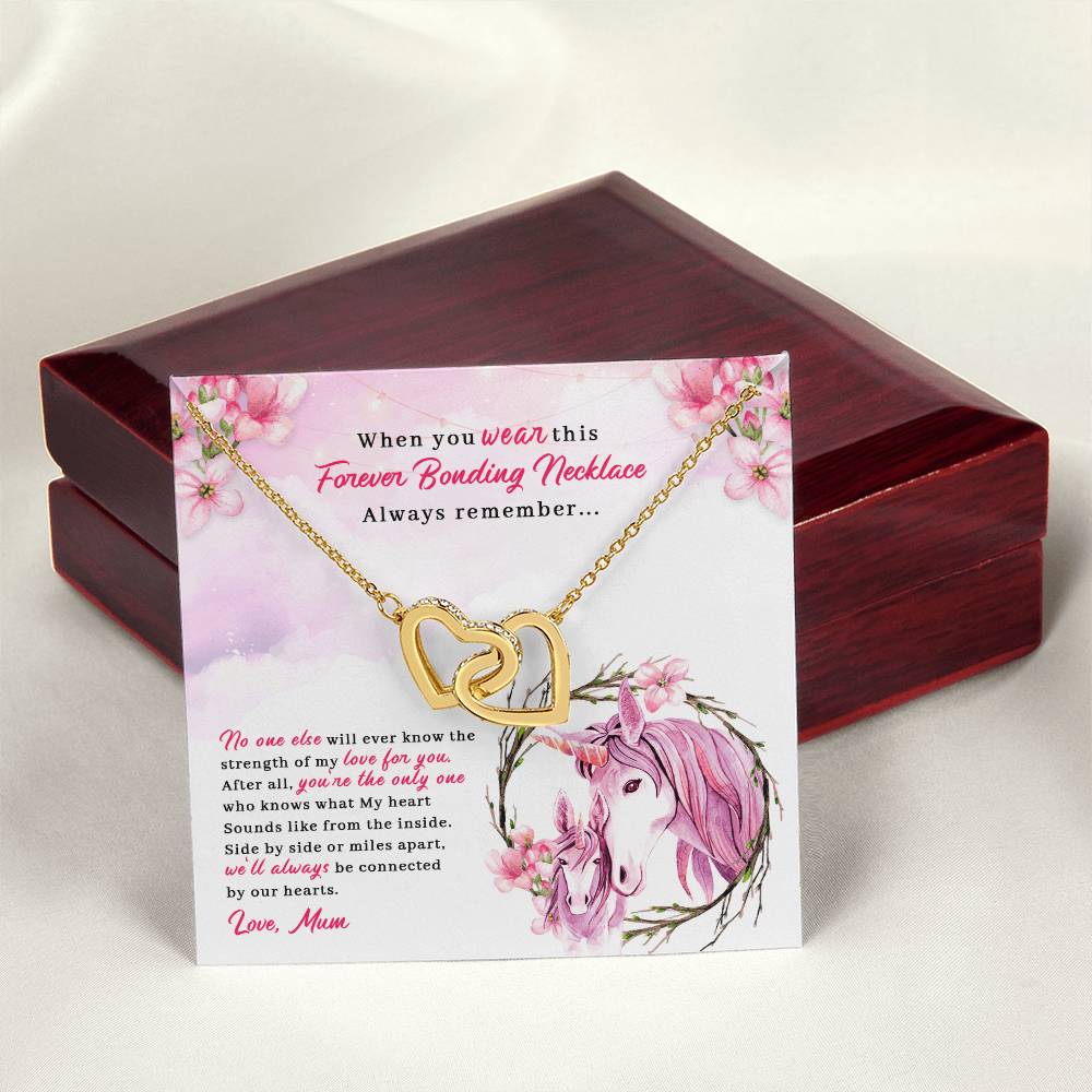 To My Daughter - Unique Heart Bonding Necklace Gift Set Interlocking Hearts Necklace