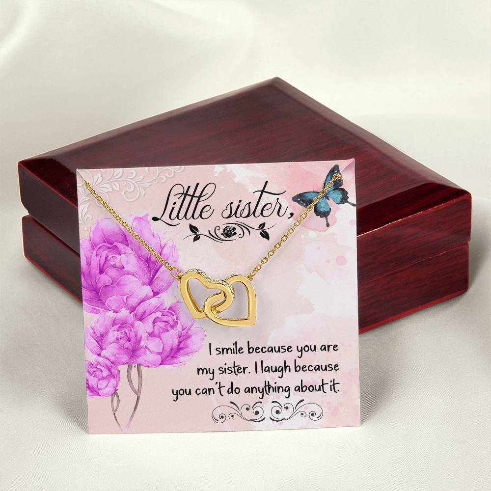 Gift For Sister - I Smile Because You Necklace Interlocking Hearts Necklace