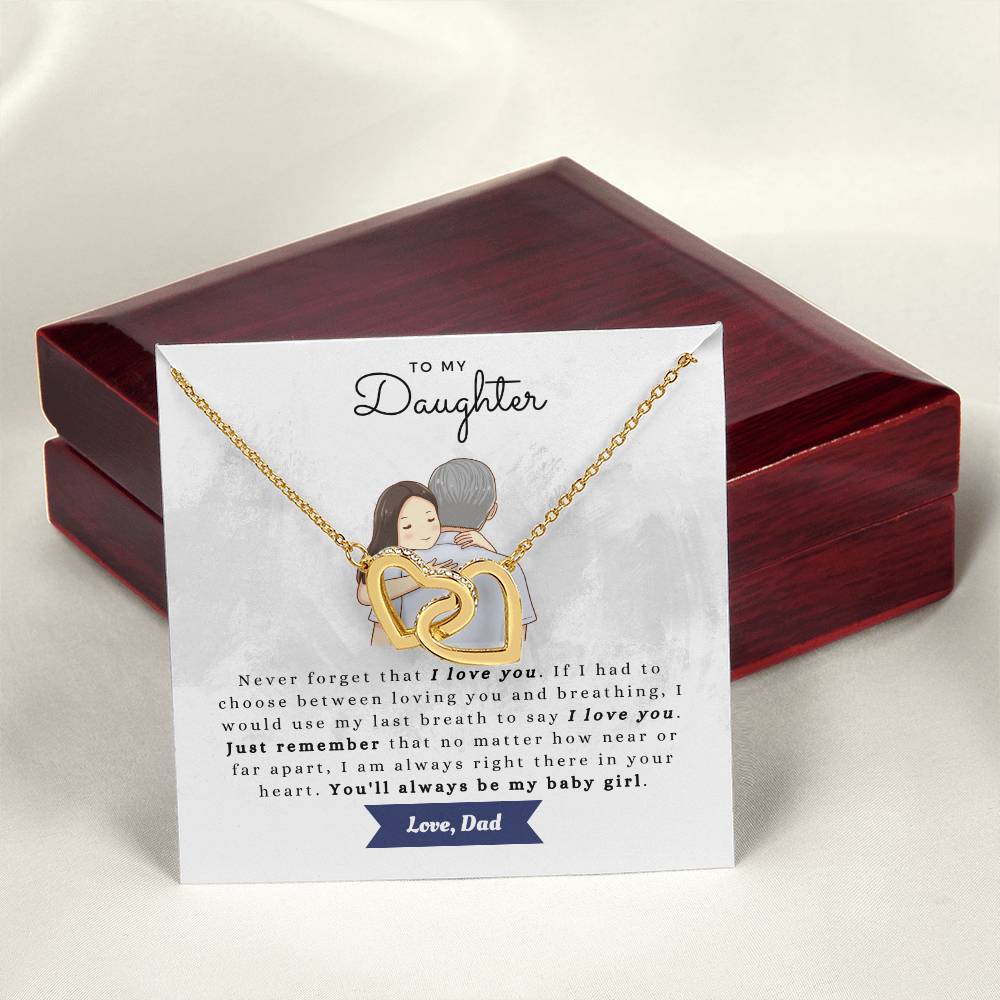 To My Daughter Never Forget Necklace Gift Set Interlocking Hearts Necklace