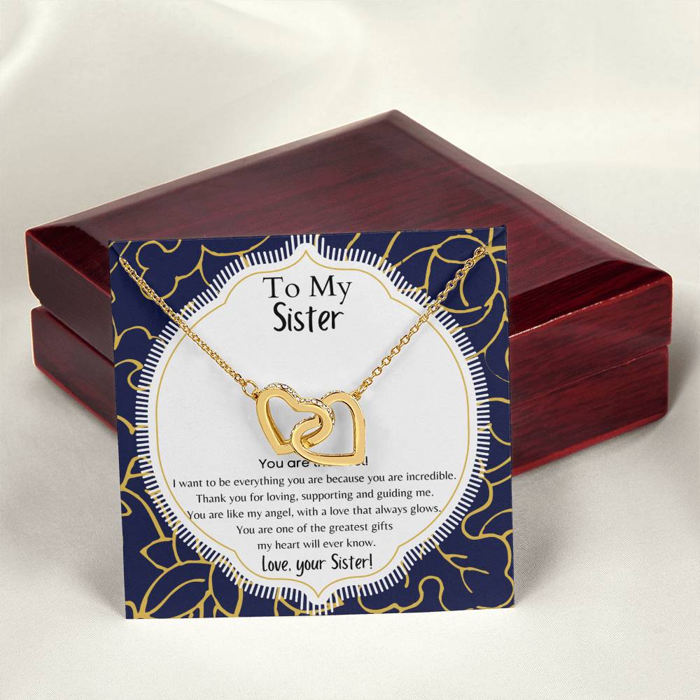 To My Sister Interlocking Hearts Necklace