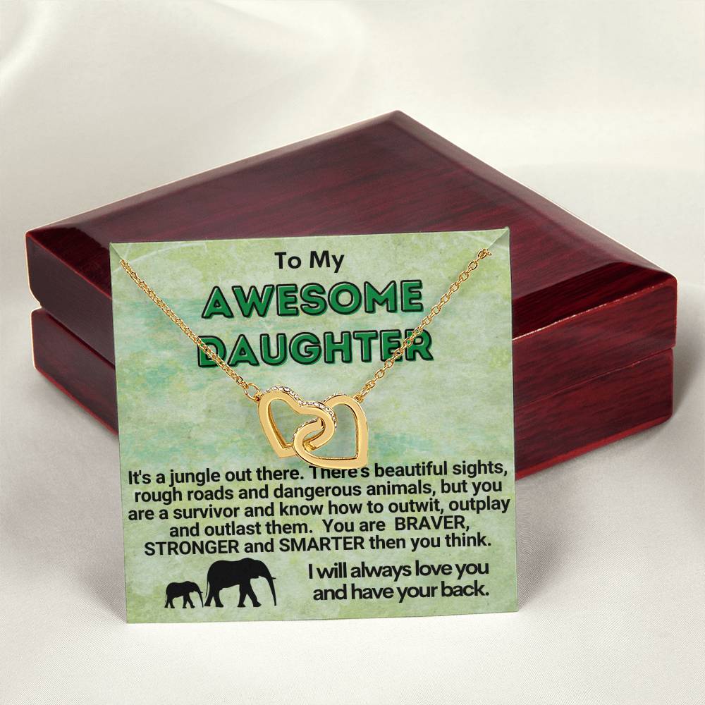 Awesome Daughter Linked Hearts Necklace Gift From Mom Or Dad Interlocking Hearts Necklace