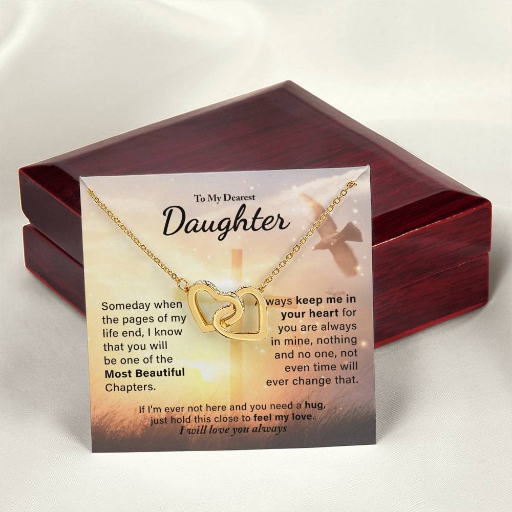 To My Dearest Daughter - Most Beautiful Chapters Interlocking Hearts Necklace