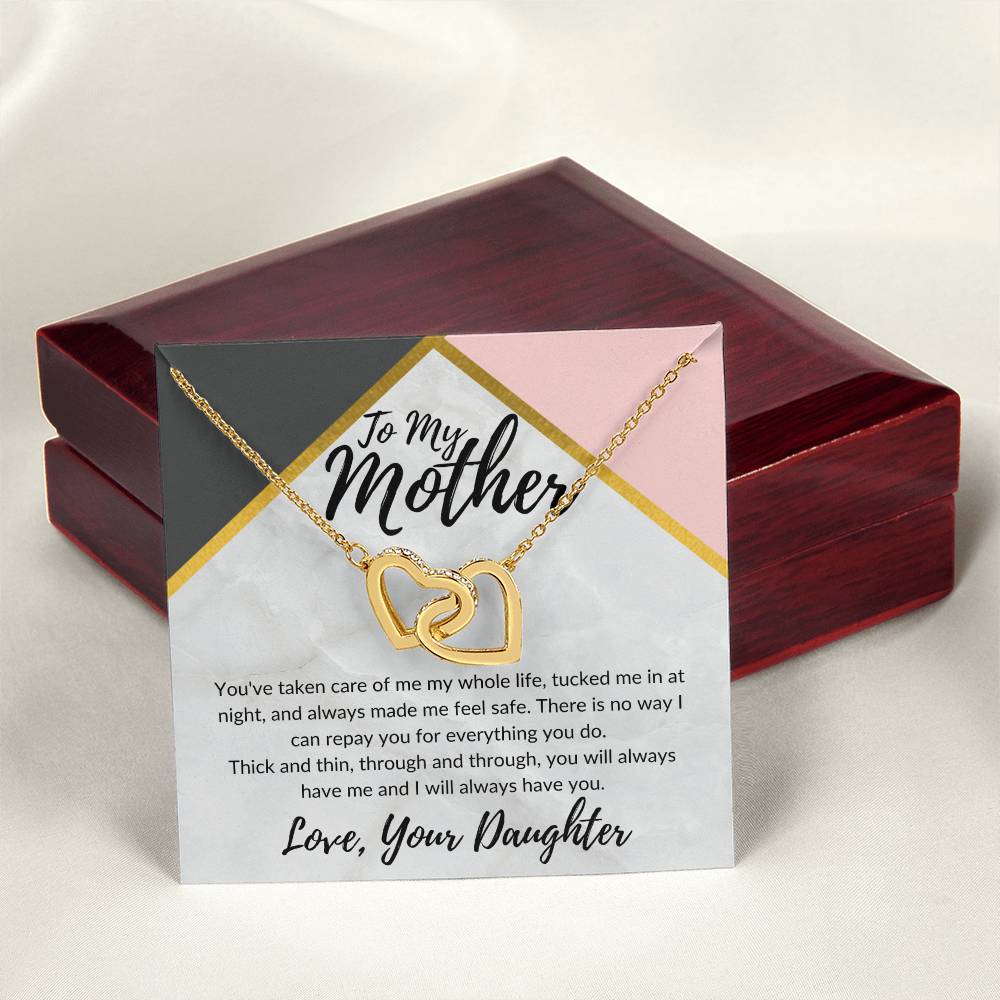To My Mother - Through Thick And Thin - Necklace Interlocking Hearts Necklace