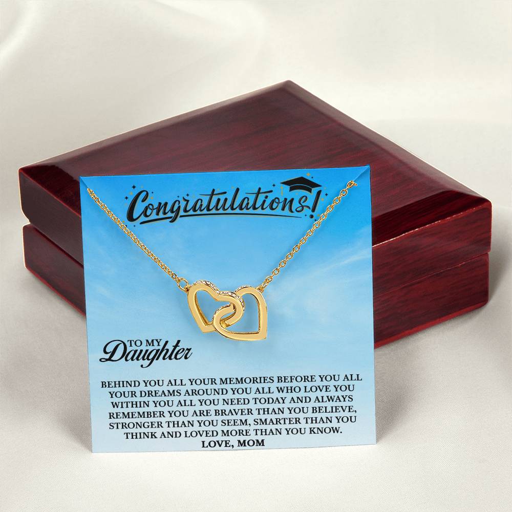 To My Daughter - You Are Loved More Than You Know - Necklace Interlocking Hearts Necklace