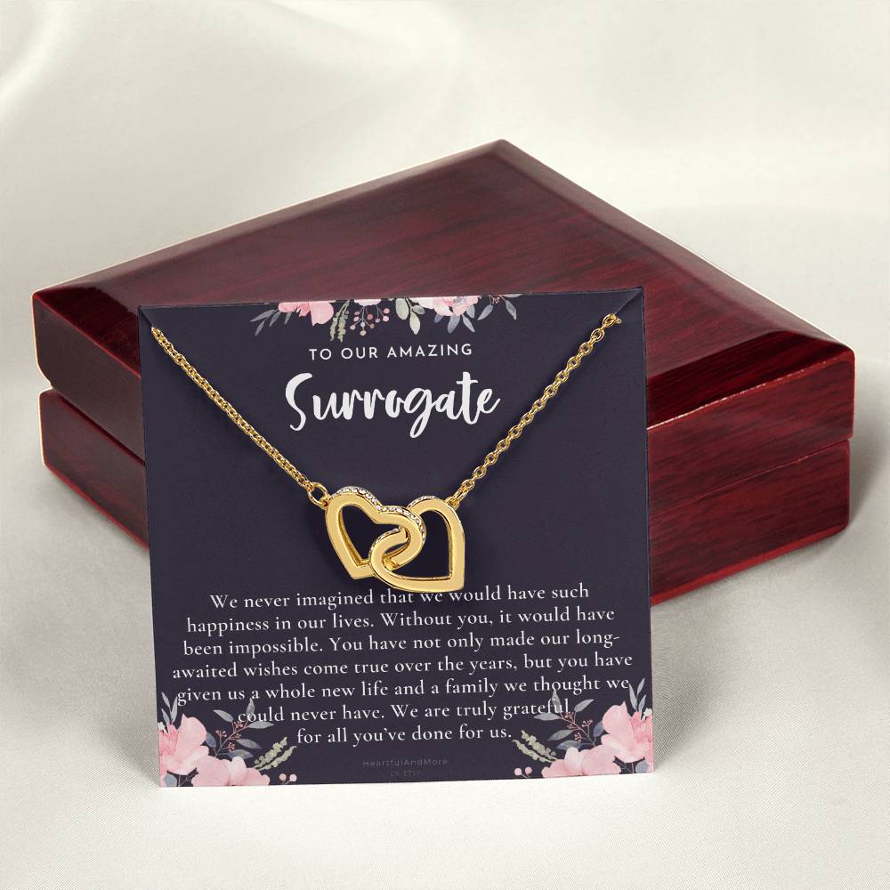 Surrogate Appreciation Gift Surrogate Gift Surrogate Gift With Message Card Surrogate Transfer Day Thank You Gift Interlocking Hearts Necklace