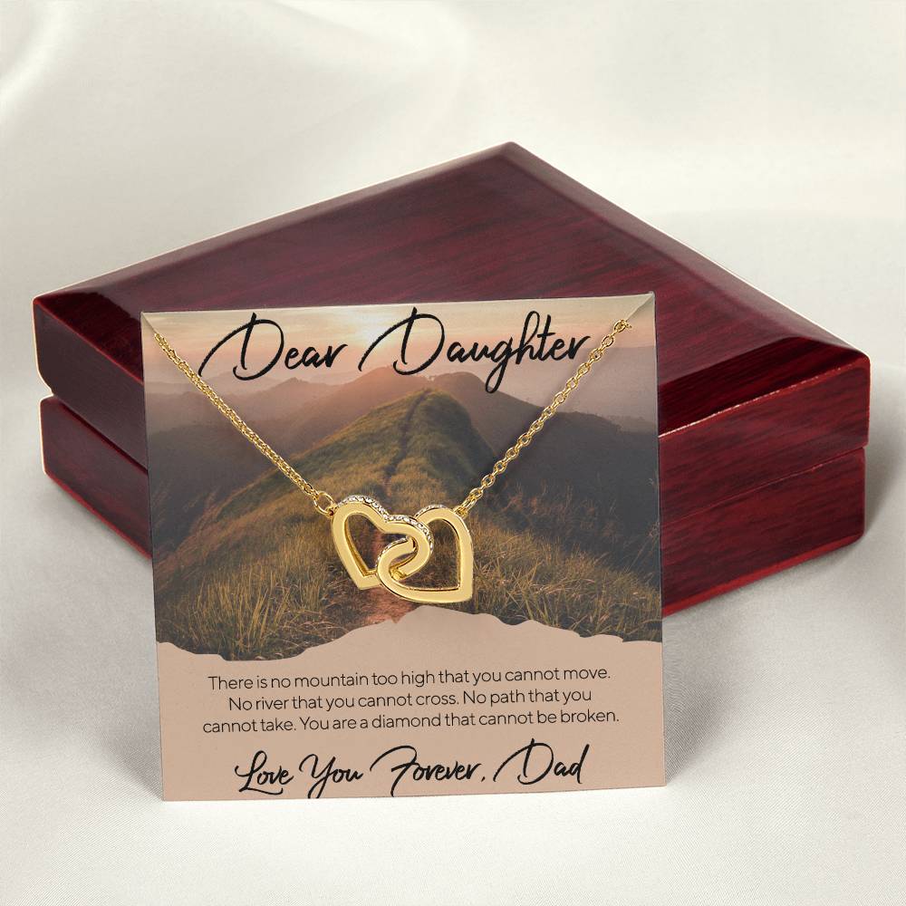 Dear Daughter - Love You Forever - Dad Interlocking Hearts Necklace