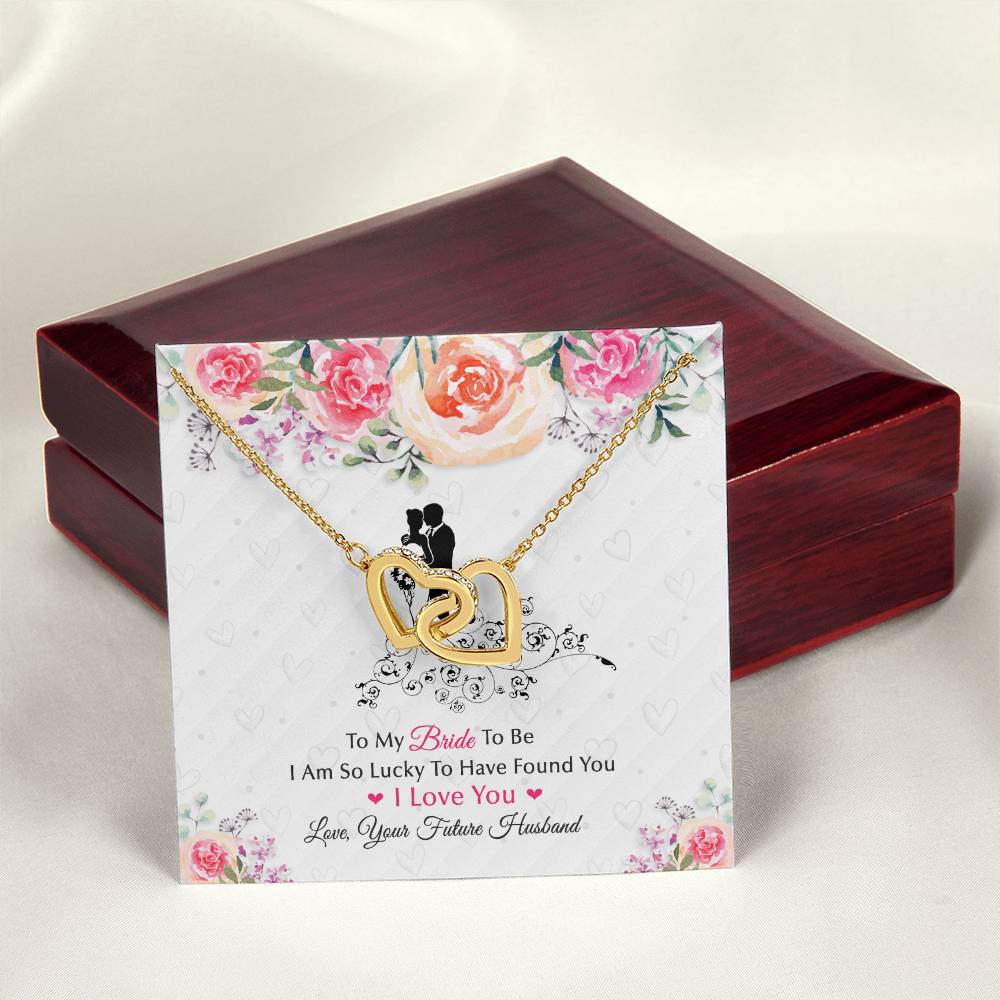To My Bride To Be . Interlocking Hearts White Silhouette Design Interlocking Hearts Necklace
