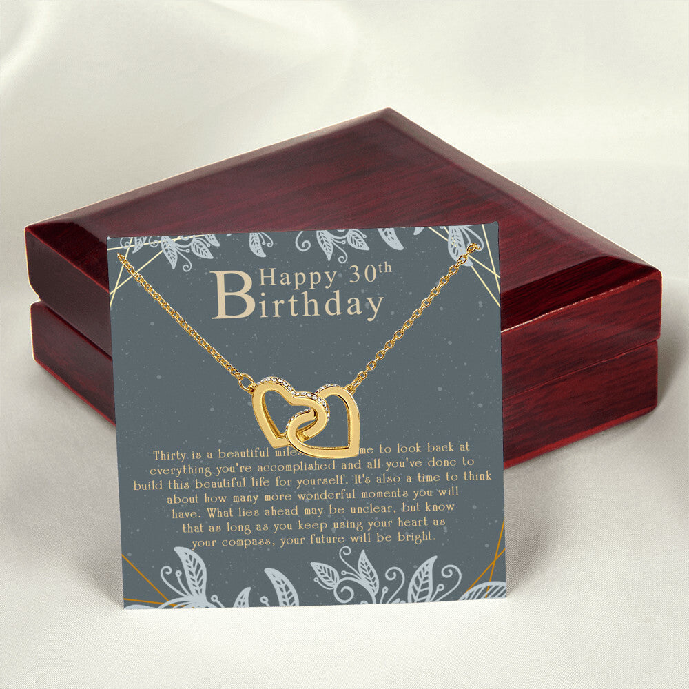 Happy 30Th Birthday Interlocking Hearts Necklace Message Card