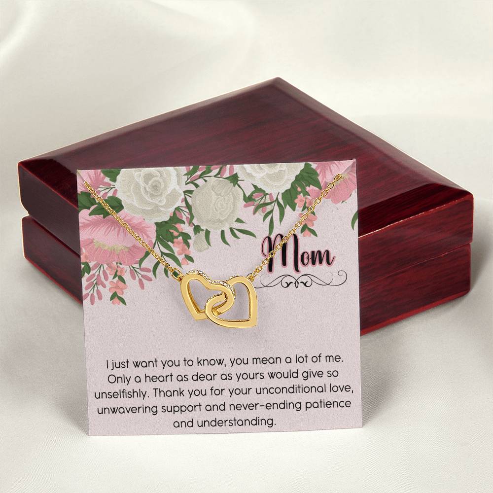 Mom Interlocking Hearts Necklace Message Card