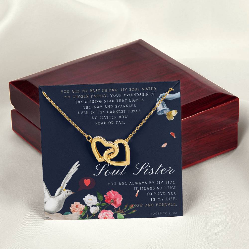 Soul Sister Necklace Unbiological Sister Jewelry Badass Sister Necklace Friendship Heart Necklace Birthday Graduation Anniversary Interlocking Hearts Necklace