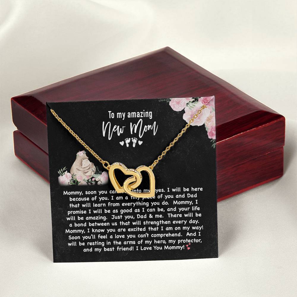 New Mom Double Heart Forever Love Necklace Interlocking Hearts Necklace
