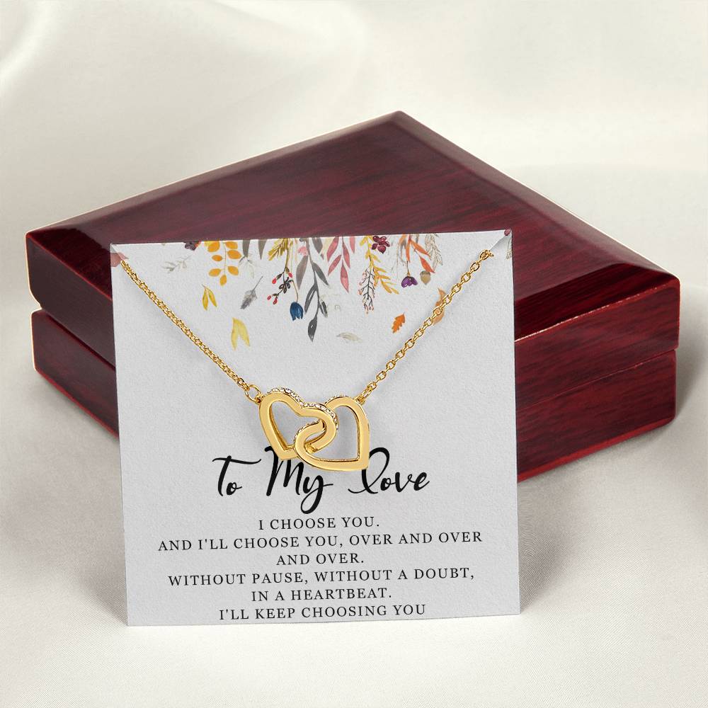 To My Love Interlocking Hearts Necklace Message Card