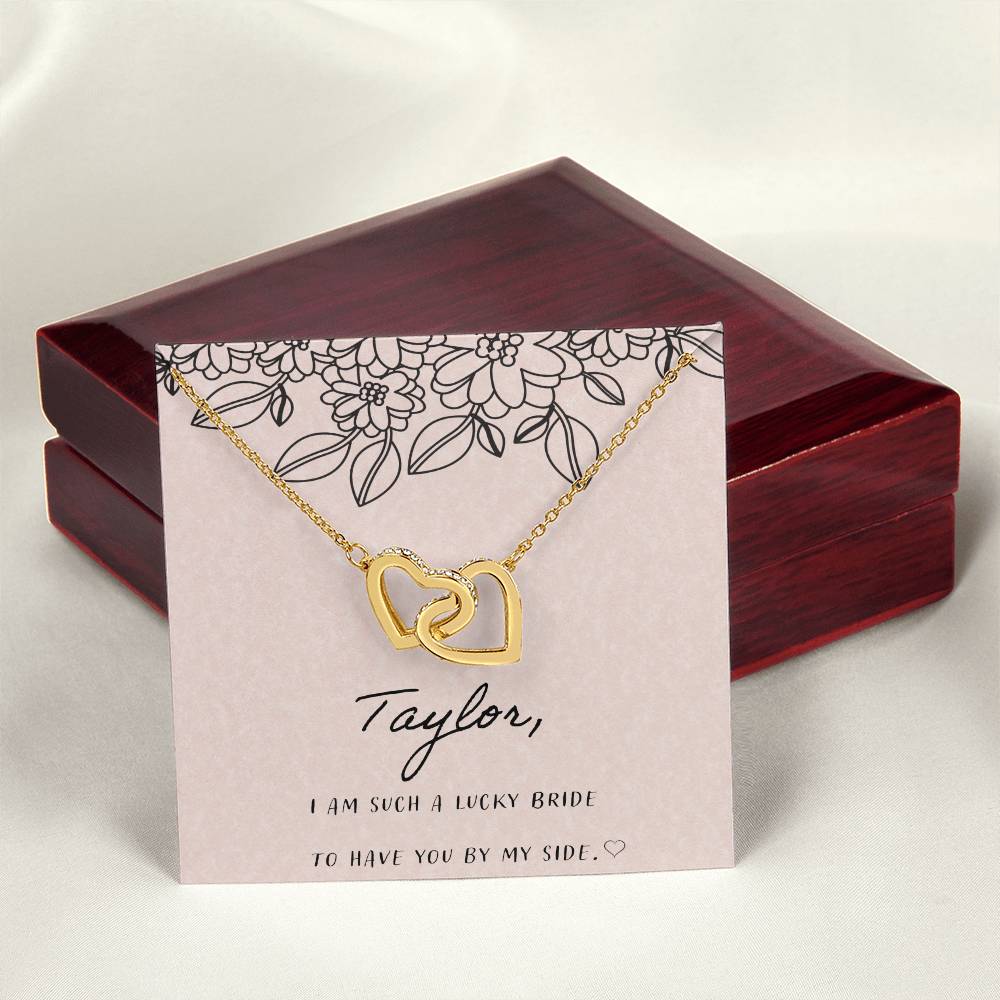I Am Such A Happy Bride Interlocking Hearts Necklace