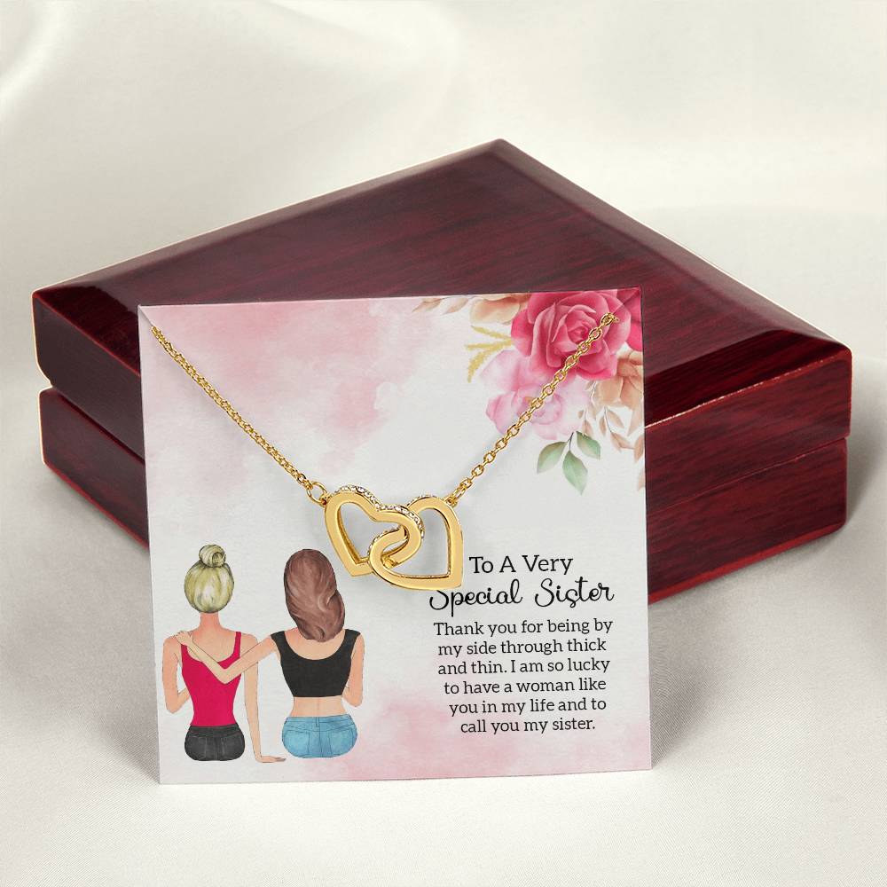 Gift For Sister - Being By My Side Necklace Interlocking Hearts Necklace