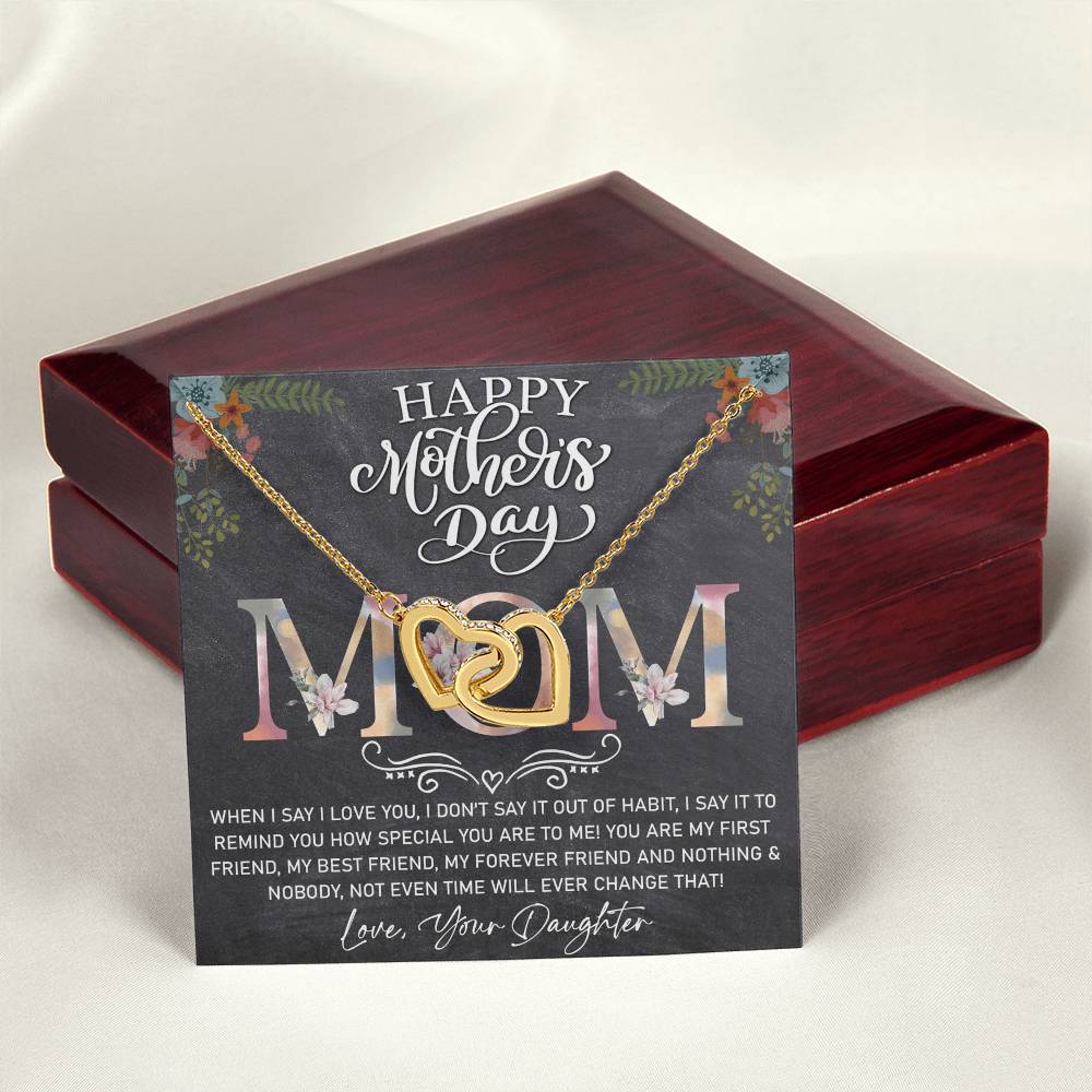 Perfect Gift For Mom- Luxury Necklace With Message Card Interlocking Hearts Necklace