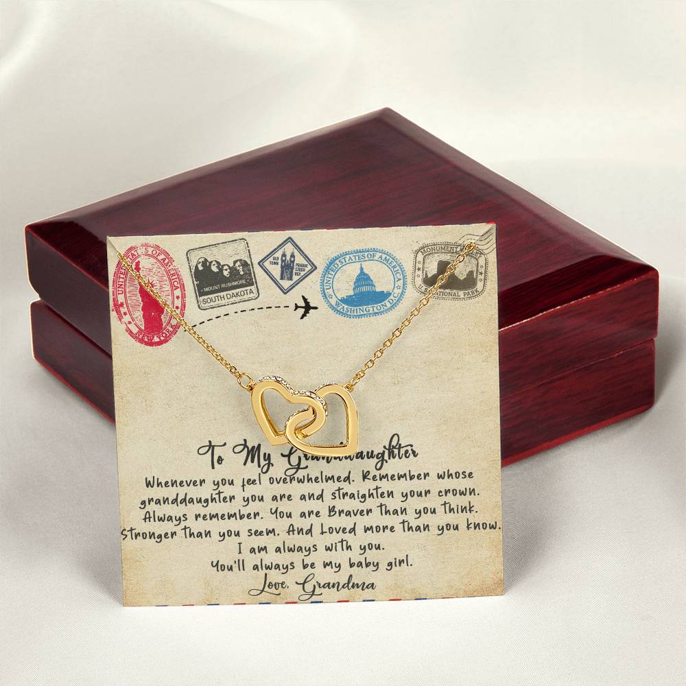 To My Granddaughter Interlocking Hearts Necklace Message Card