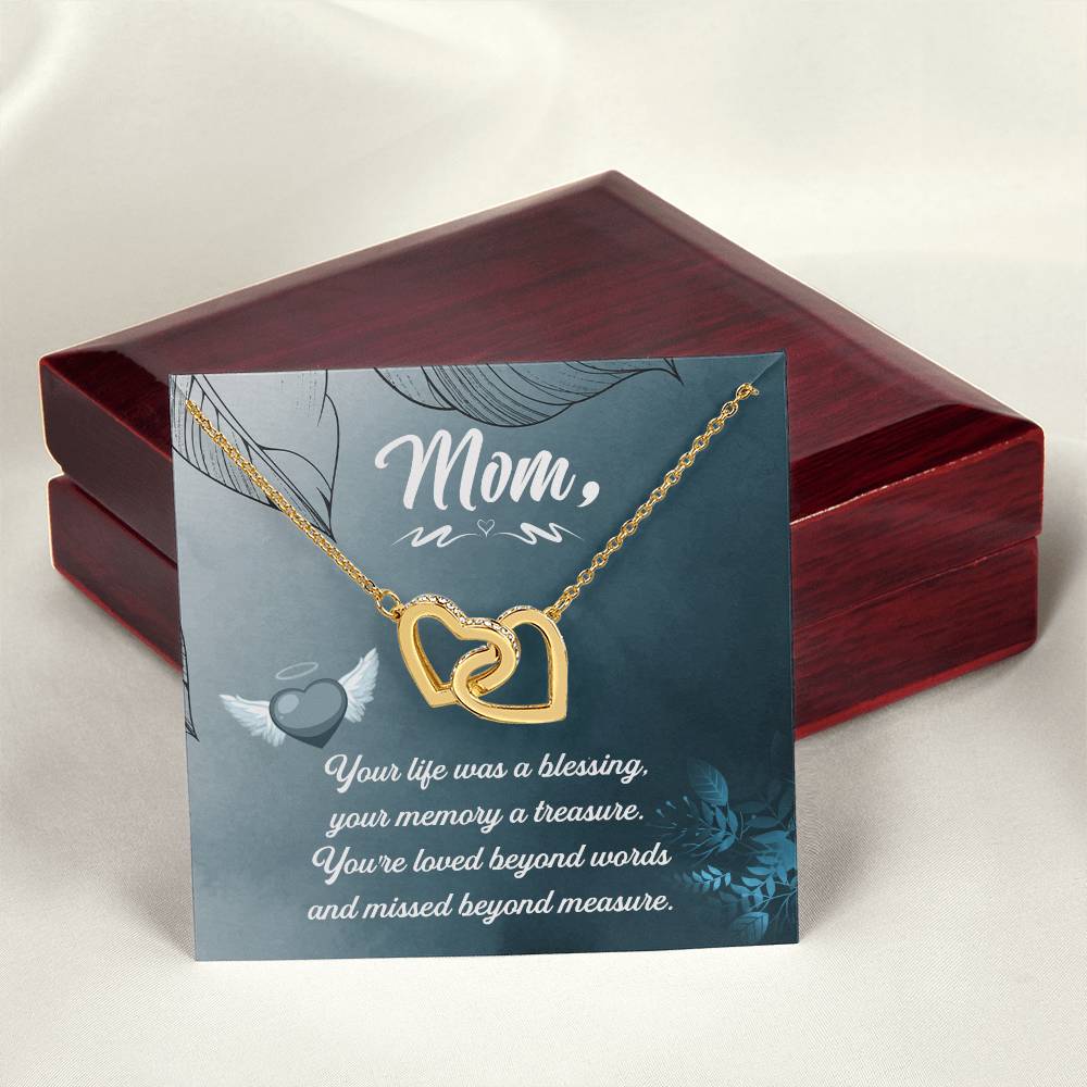 Mom Your Life Was A Blessing - Interlocking Heart Necklace Interlocking Hearts Necklace