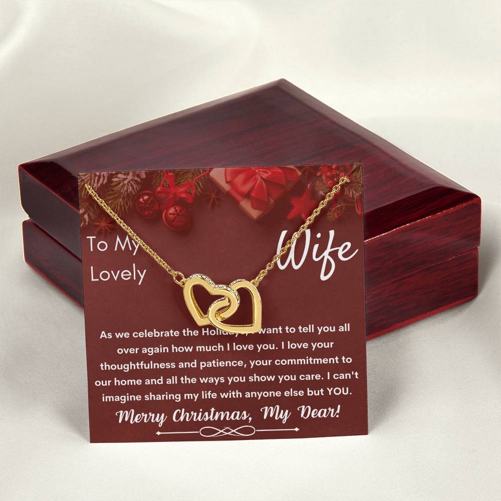 To My Lovely Wife - Merry Christmas - Necklace Interlocking Hearts Necklace