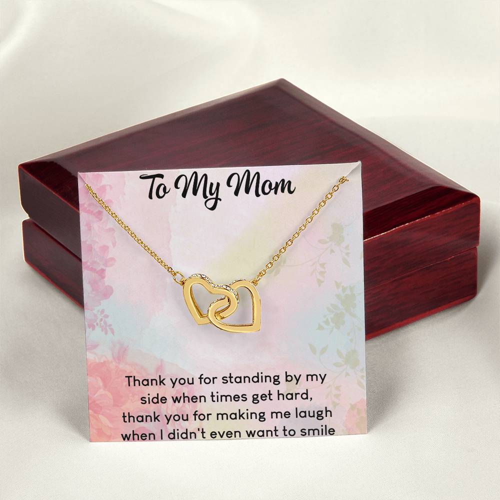 To My Mom Interlocking Hearts Necklace Message Card