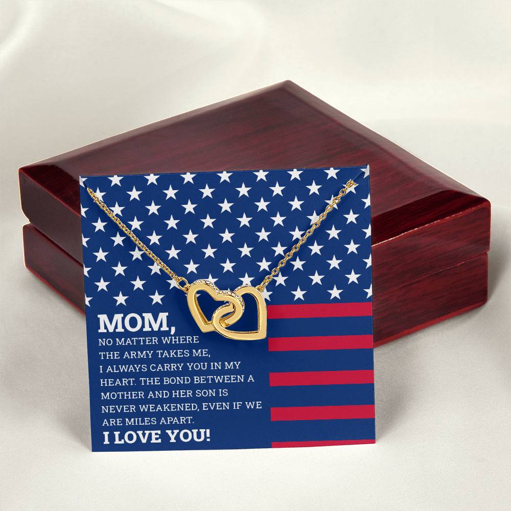 To My Mom - I Love You Message - Tmm05 Interlocking Hearts Necklace