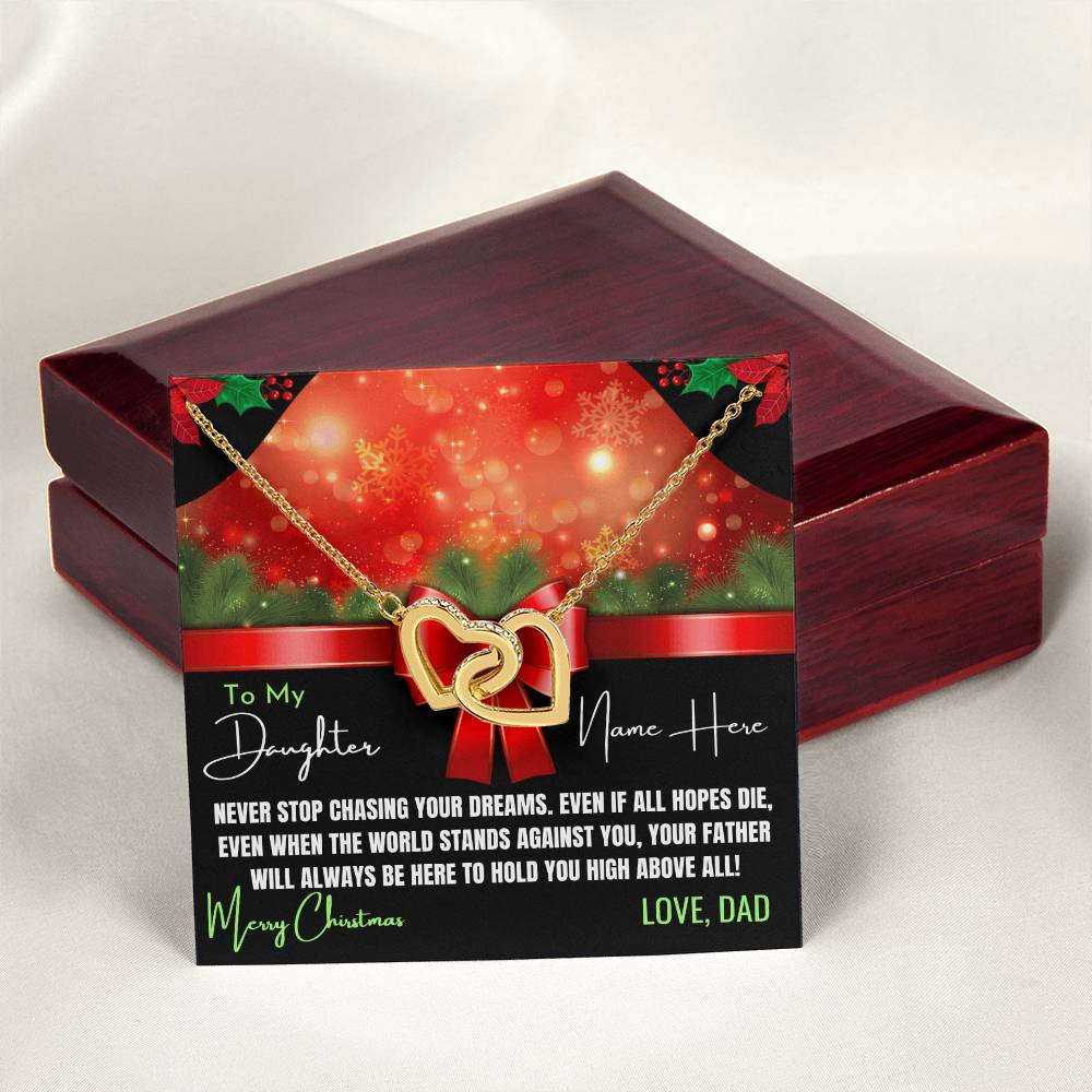 Artistic Christmas Necklace For Daughter Personalized Interlocking Hearts Necklace