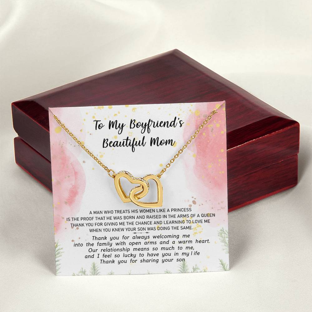 Gift For Boyfriend'S Mom - The Arms Of A Queen 2 - Interlocking Interlocking Hearts Necklace
