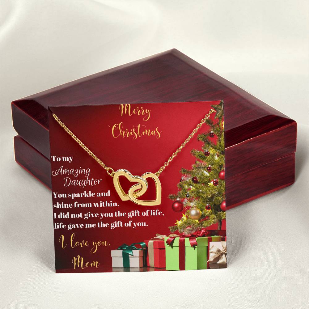 To My Amazing Daughter From Mom Interlocking Hearts Necklace