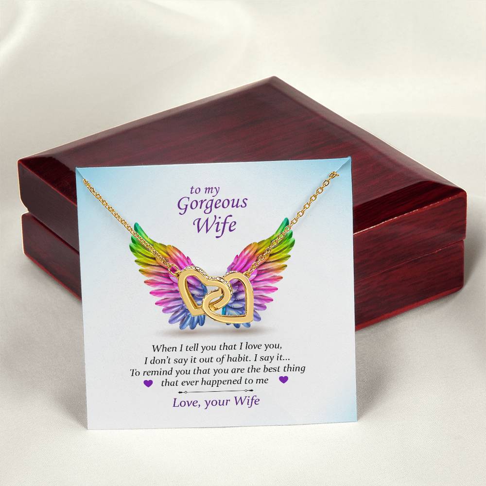 To My Gorgeous Wife ~Pride~ Interlocking Hearts Necklace