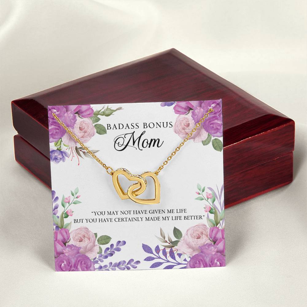 Badass Bonus Mom Interlocking Hearts Necklace