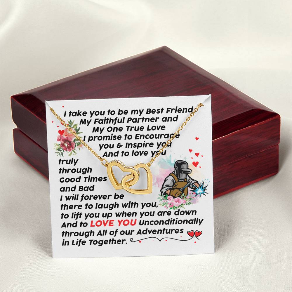 Welder'S Girl - Interlocking Heart Necklace Interlocking Hearts Necklace