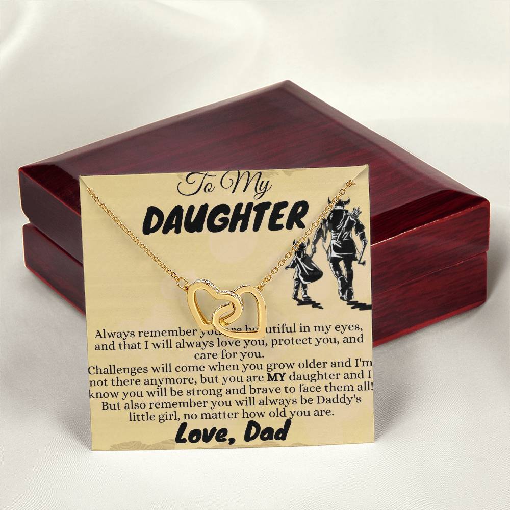 To My Lovely Daughter - Interlocking Hearts Necklace