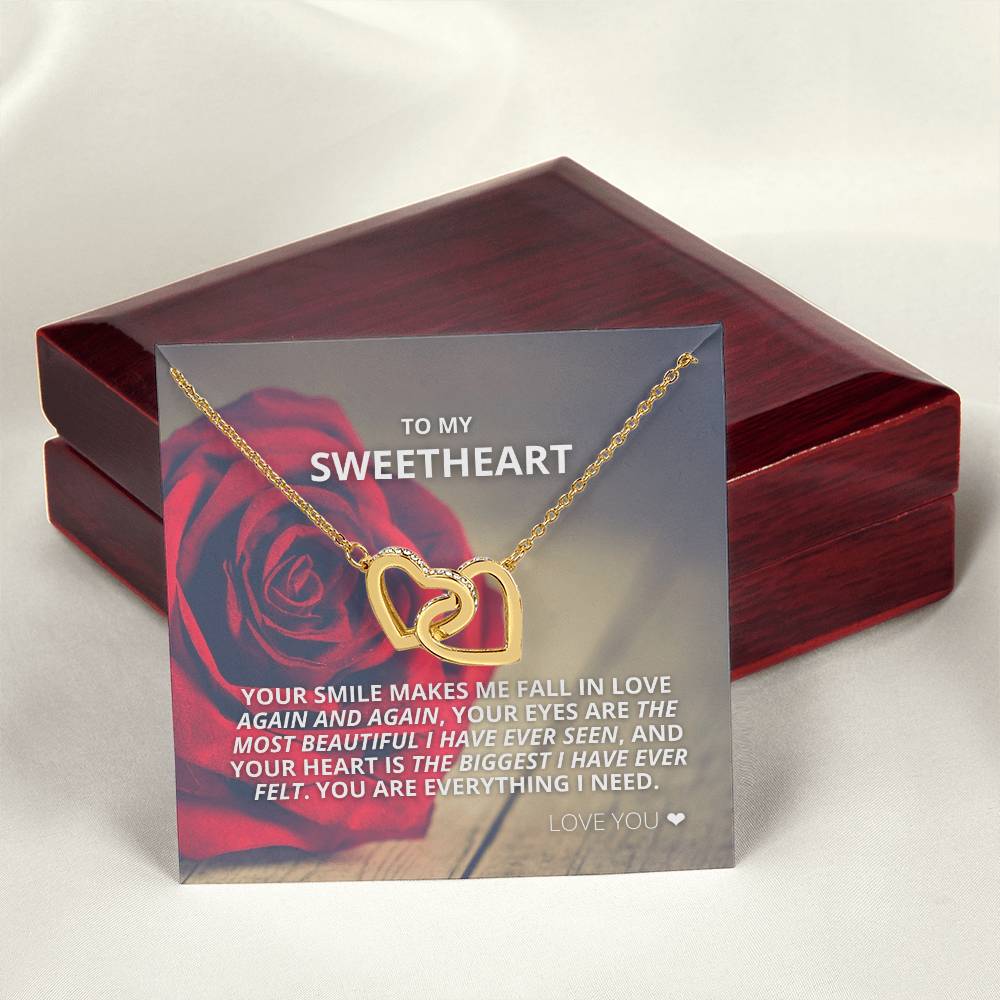 To My Sweetheart - You Are Everything I Need - Necklace Interlocking Hearts Necklace
