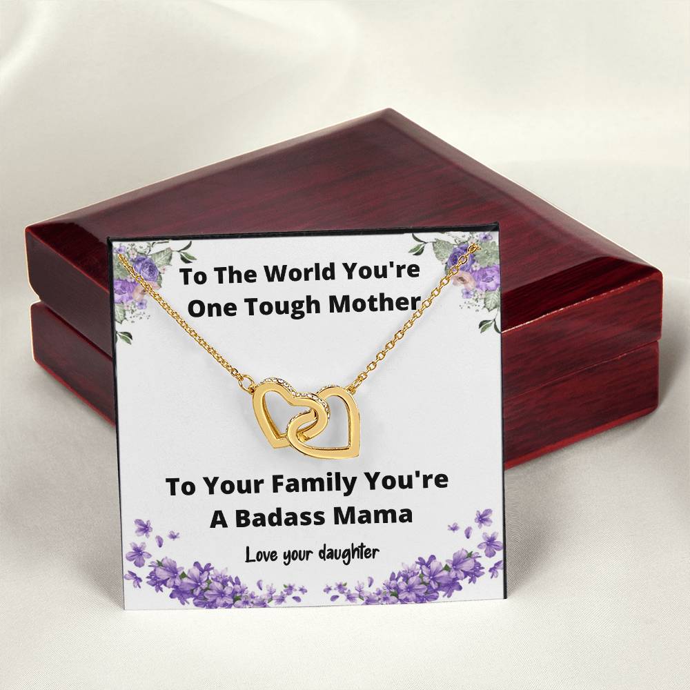 Necklace From Daughter One Tough Mother Gift Idea For Mom Jewelry For Mom Mother Daughter Gift Interlocking Hearts Necklace