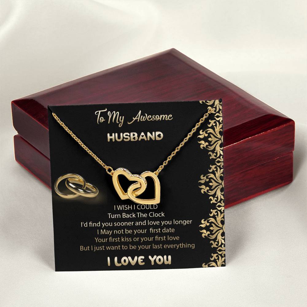 To My Awesome Husband Interlocked Hearts Necklace Interlocking Hearts Necklace