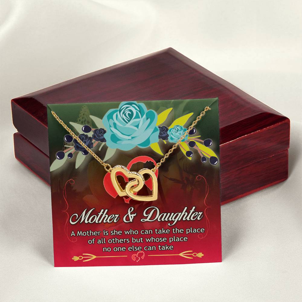 Mother'S Day Necklace With Message Card - A Mother Is She Who Can Take The Place Of All Others But Whose Place No One Else Can Take Interlocking Hearts Necklace