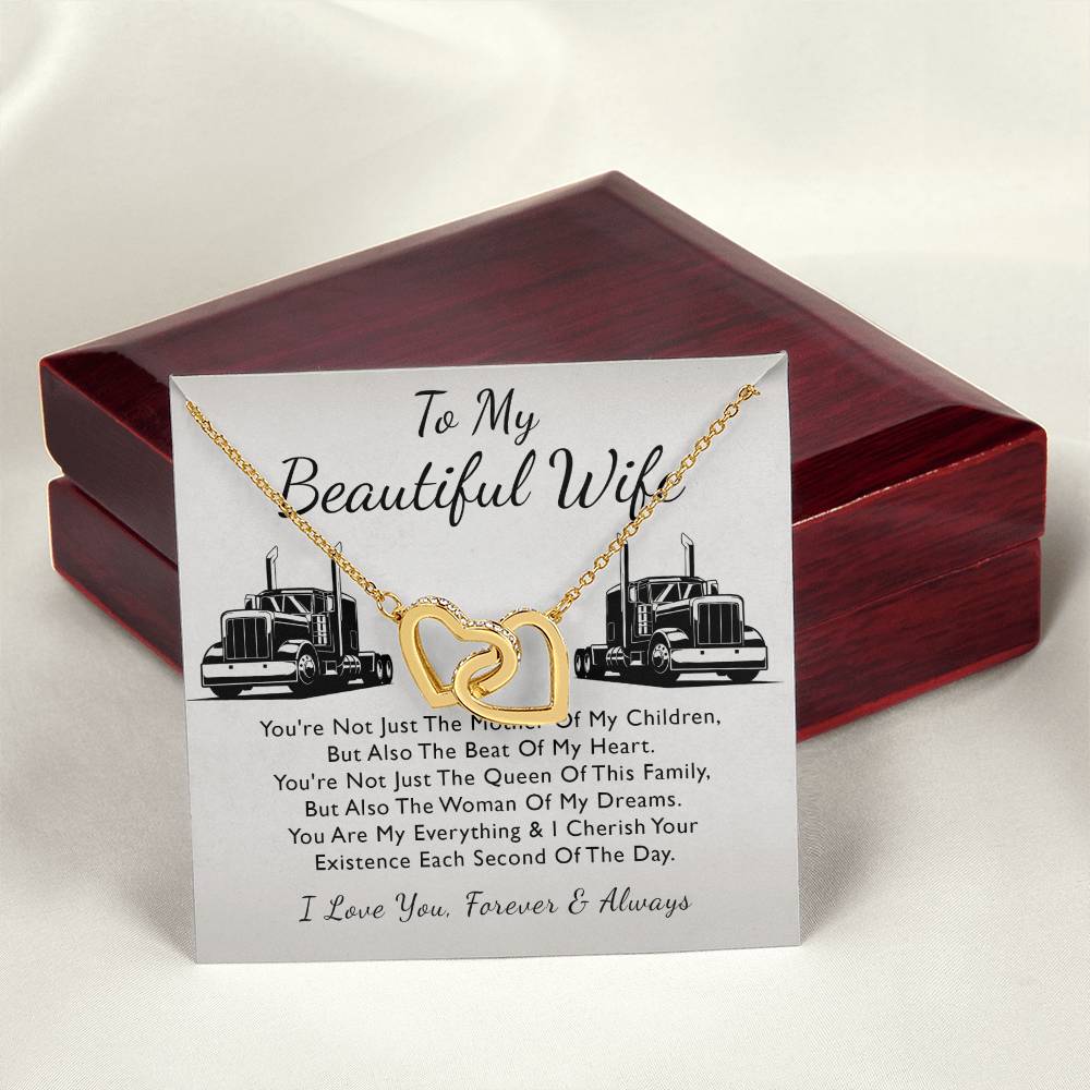 To My Beautiful Wife - Forever Heart Interlocking Hearts Necklace