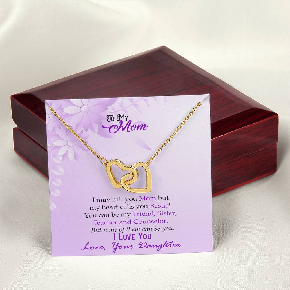 Bestie Mom Two Hearts Necklace Interlocking Hearts Necklace