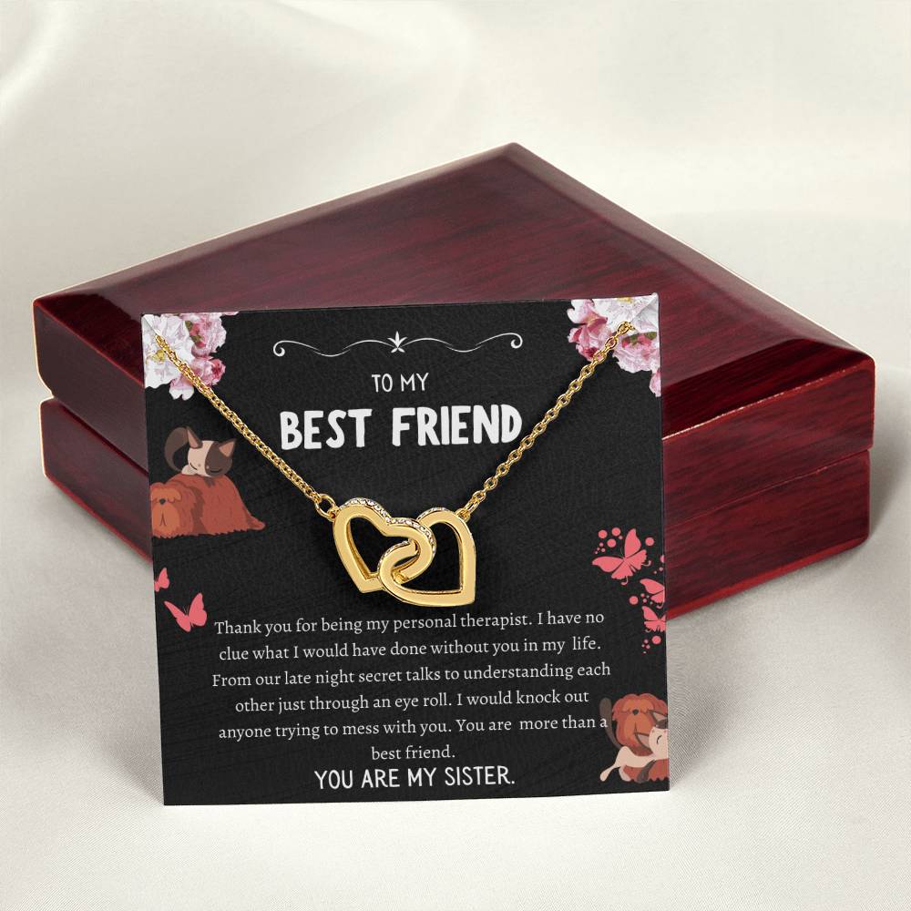 Interlocking Hearts Necklace For Bestfriend Message Card